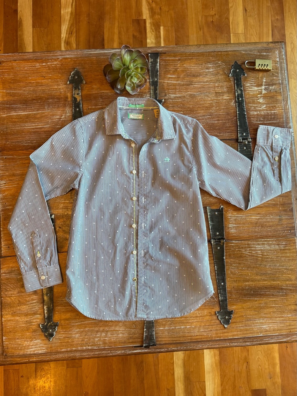 Scotch & Soda Blue and White Striped Kids Button-Down Shirt